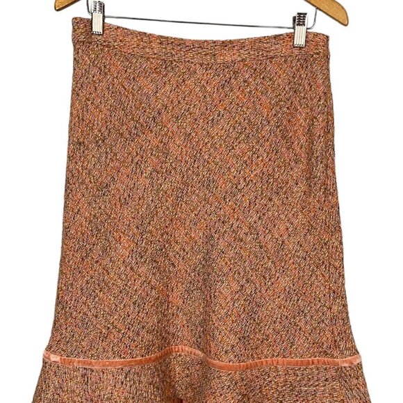 Gap Y2K Preppy Pink/Orange Tweed Mid Length Skirt with Ruffle Hem Size 6 - Picture 9 of 9